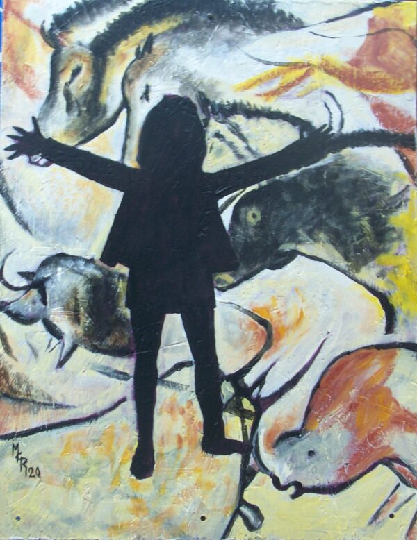 bravo les aurignaciens!!! 1mo 2020 acrylique sur bois50x40 cm entier marysecurinierrochette